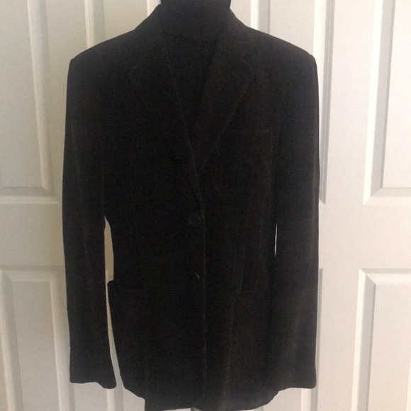 Giorgio Armani Black Light Gray Patterned Velvet Blazer 42R 42 Regular